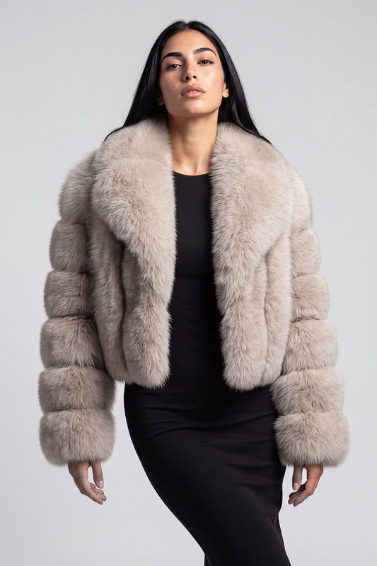 Veste fourrure femme beige Héritage fourrure
