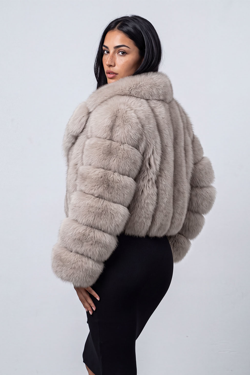 Veste fourrure femme beige Héritage fourrure