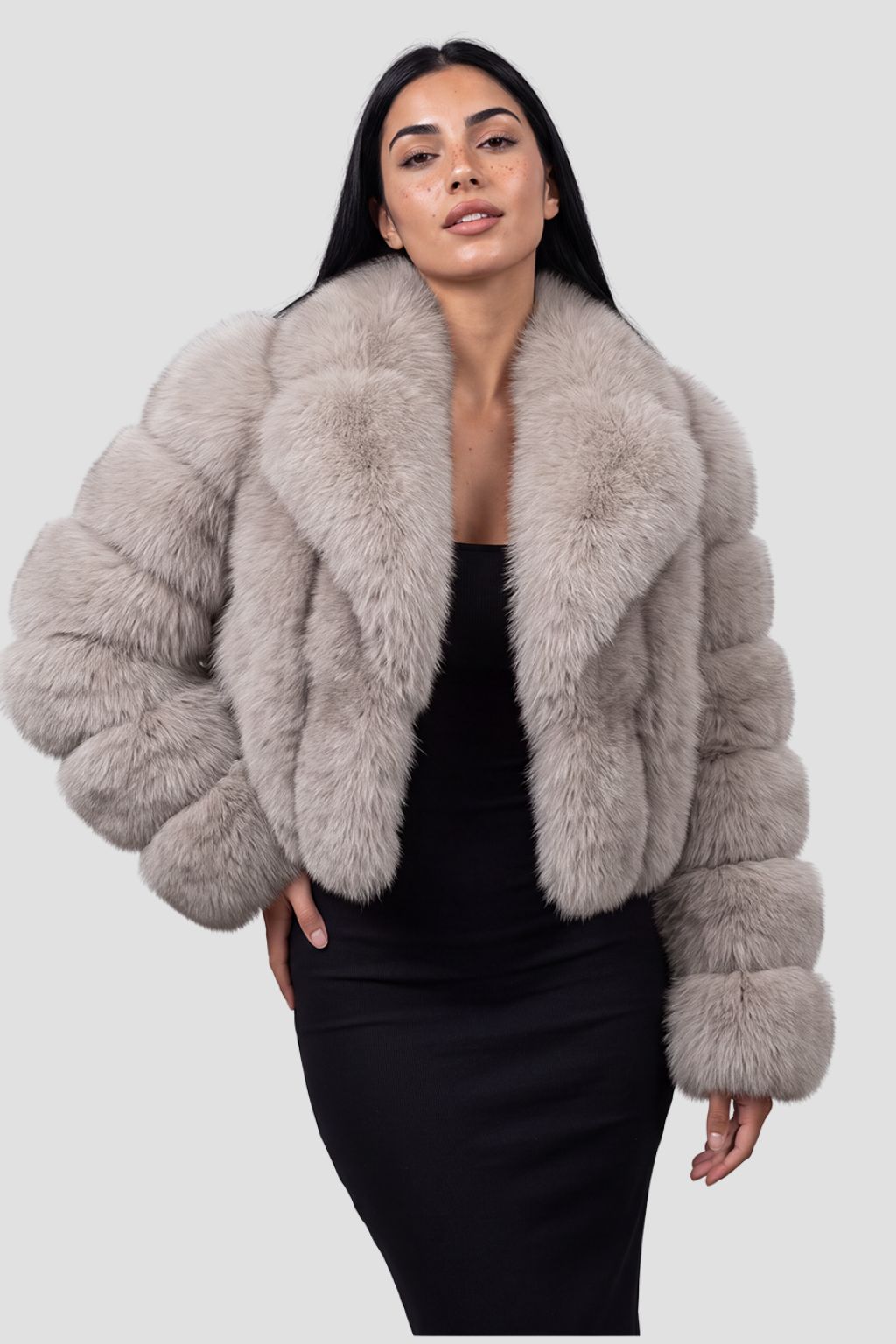 Veste fourrure femme beige Héritage fourrure