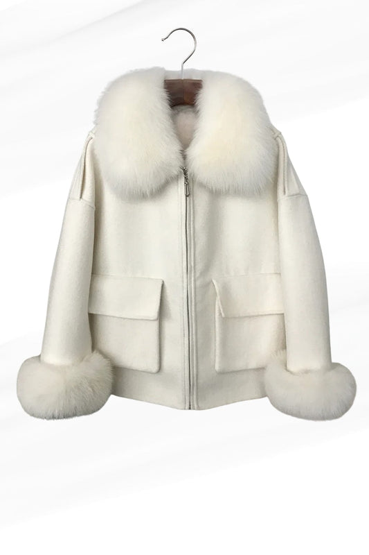 Veste fourrure femme blanc Héritage fourrure