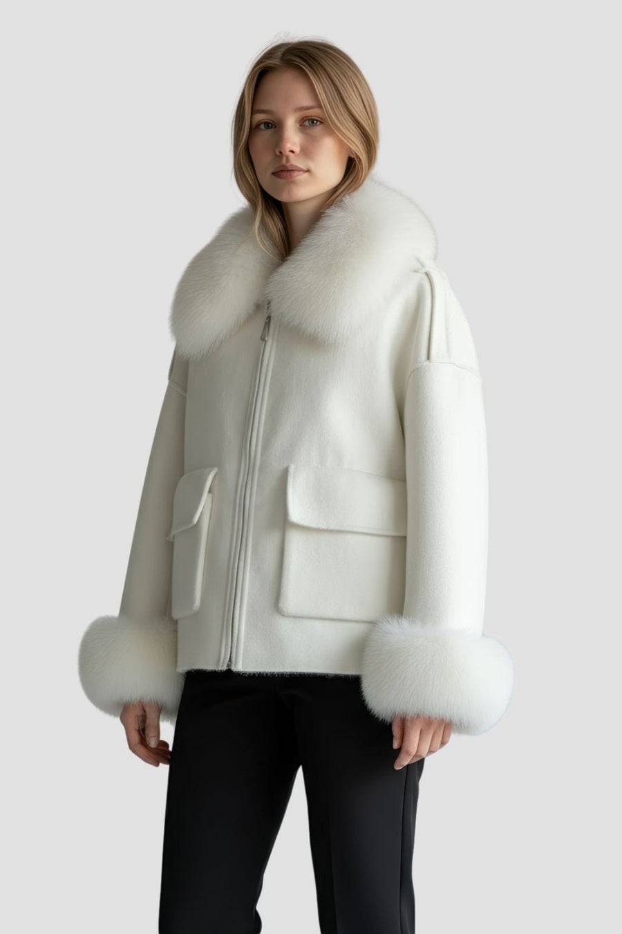 Veste fourrure femme blanc Héritage fourrure