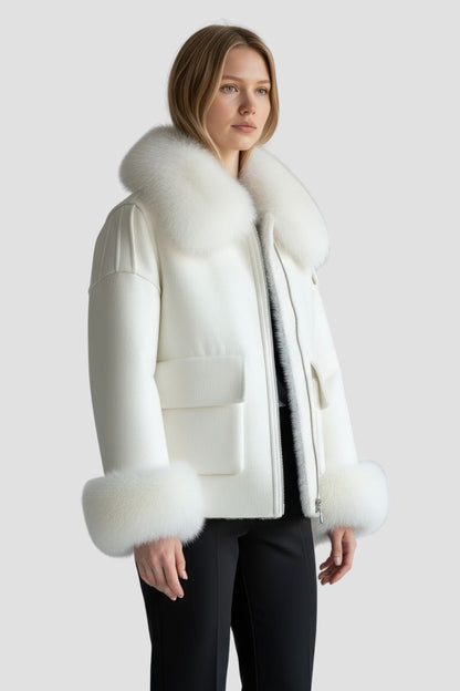 Veste fourrure femme blanc Héritage fourrure