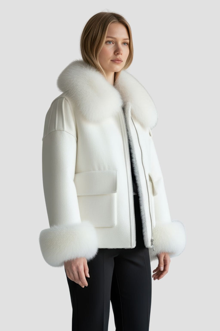 Veste fourrure femme blanc Héritage fourrure