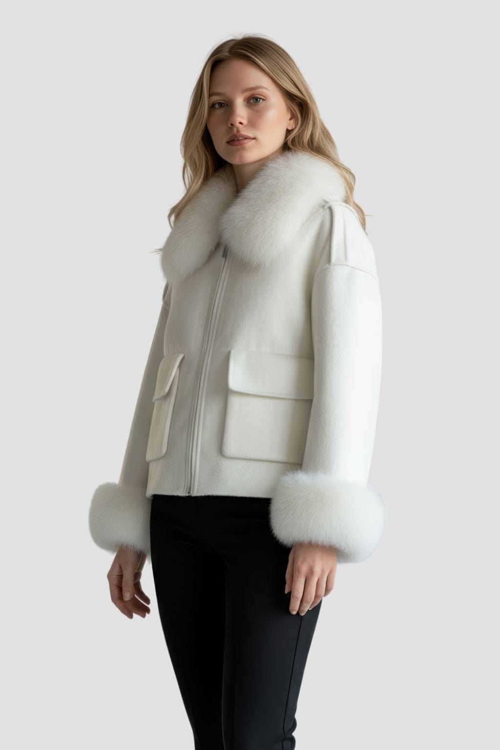 Veste fourrure femme blanc Héritage fourrure