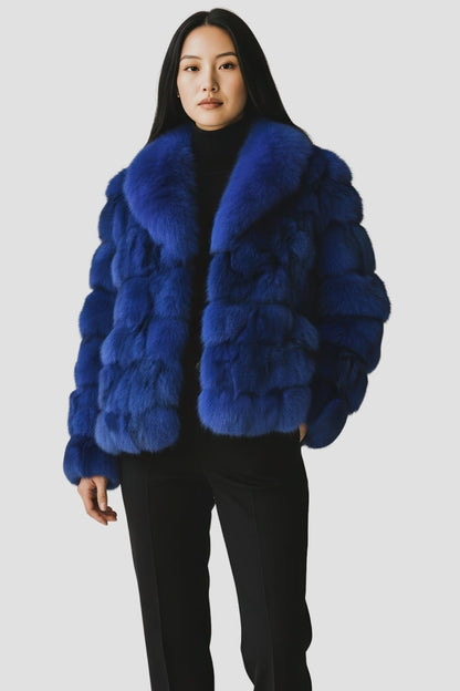 Veste fourrure femme bleu Héritage fourrure
