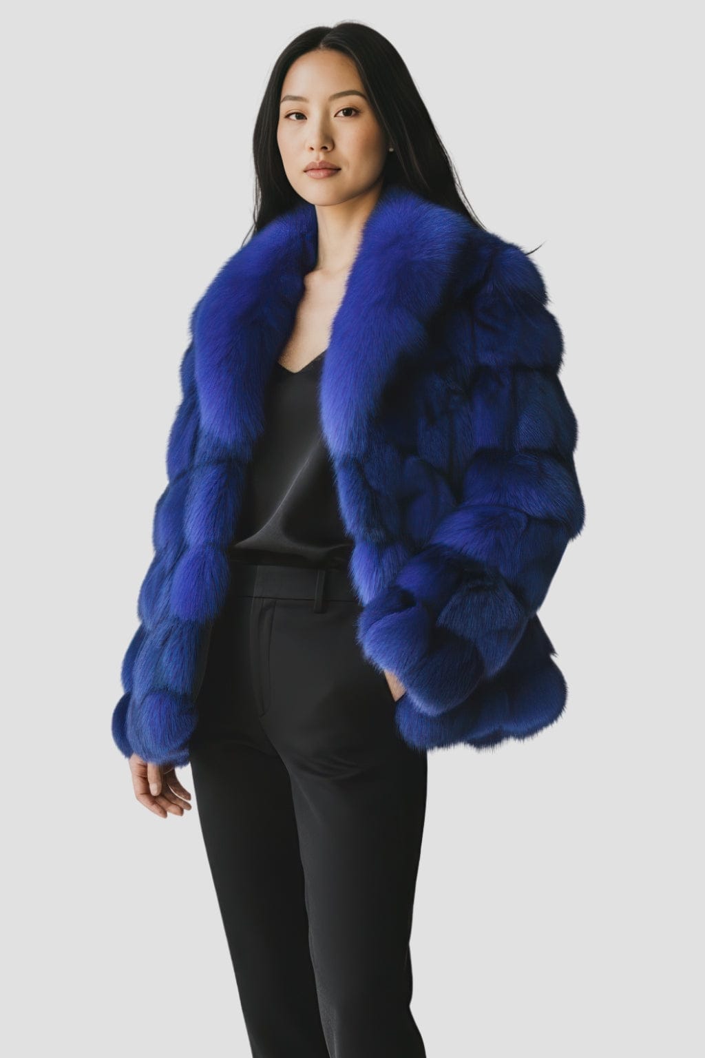 Veste fourrure femme bleu Héritage fourrure