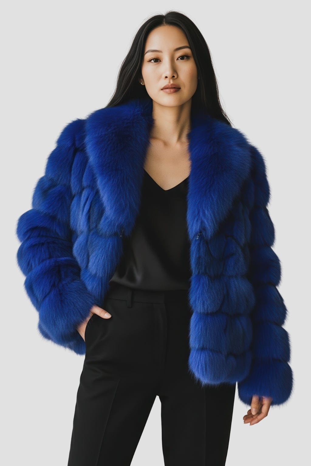 Veste fourrure femme bleu Héritage fourrure