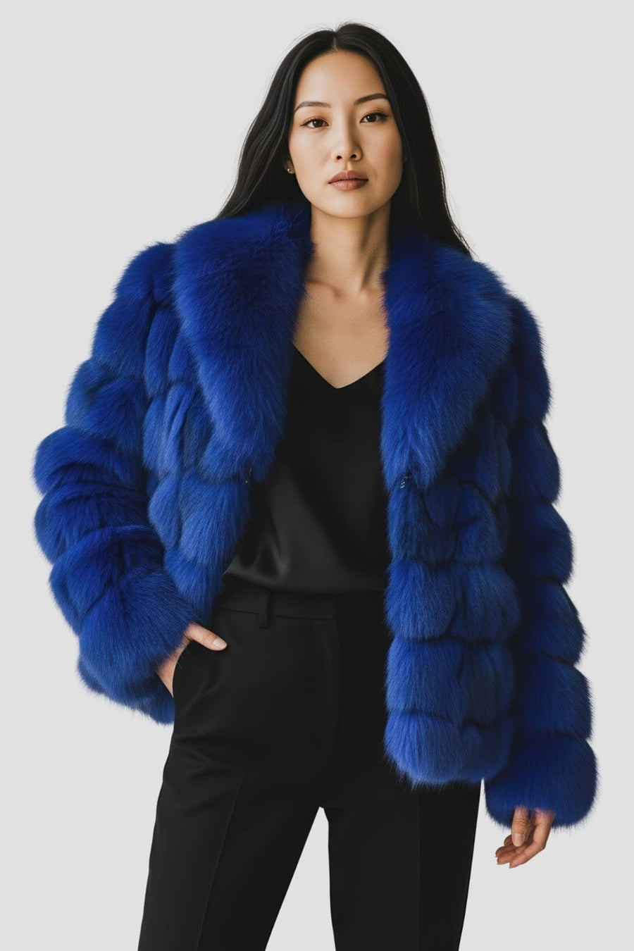 Veste fourrure femme bleu Héritage fourrure