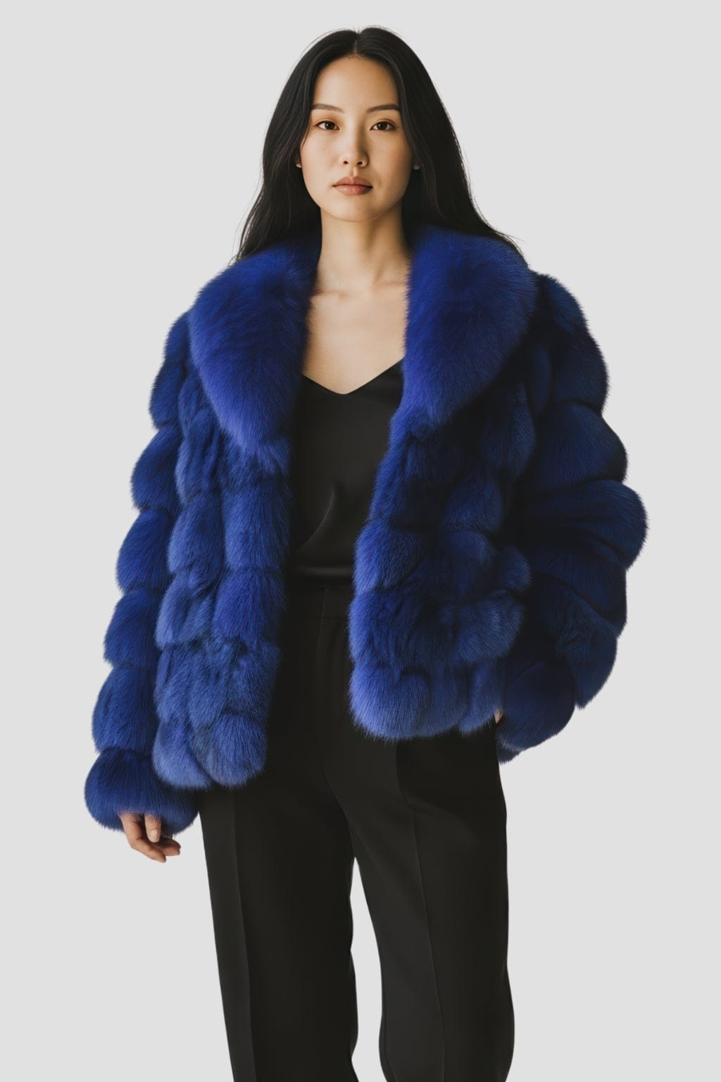 Veste fourrure femme bleu Héritage fourrure