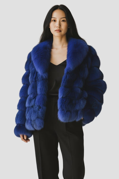 Veste fourrure femme bleu Héritage fourrure
