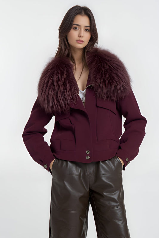 Veste fourrure femme bordeaux Héritage fourrure