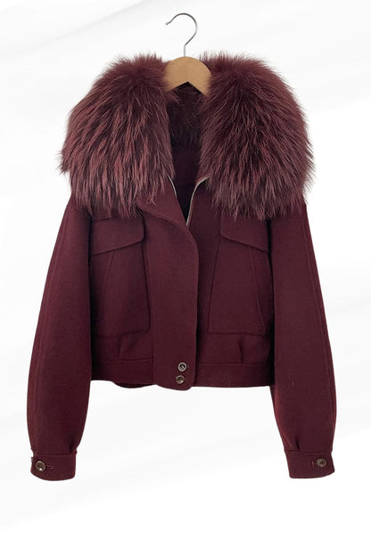 Veste fourrure femme bordeaux Héritage fourrure