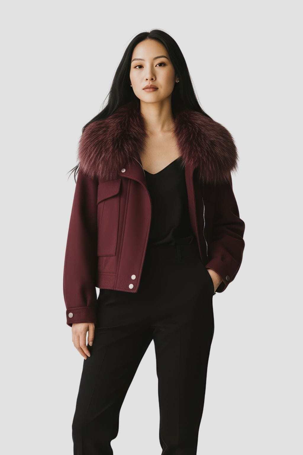 Veste fourrure femme bordeaux Héritage fourrure