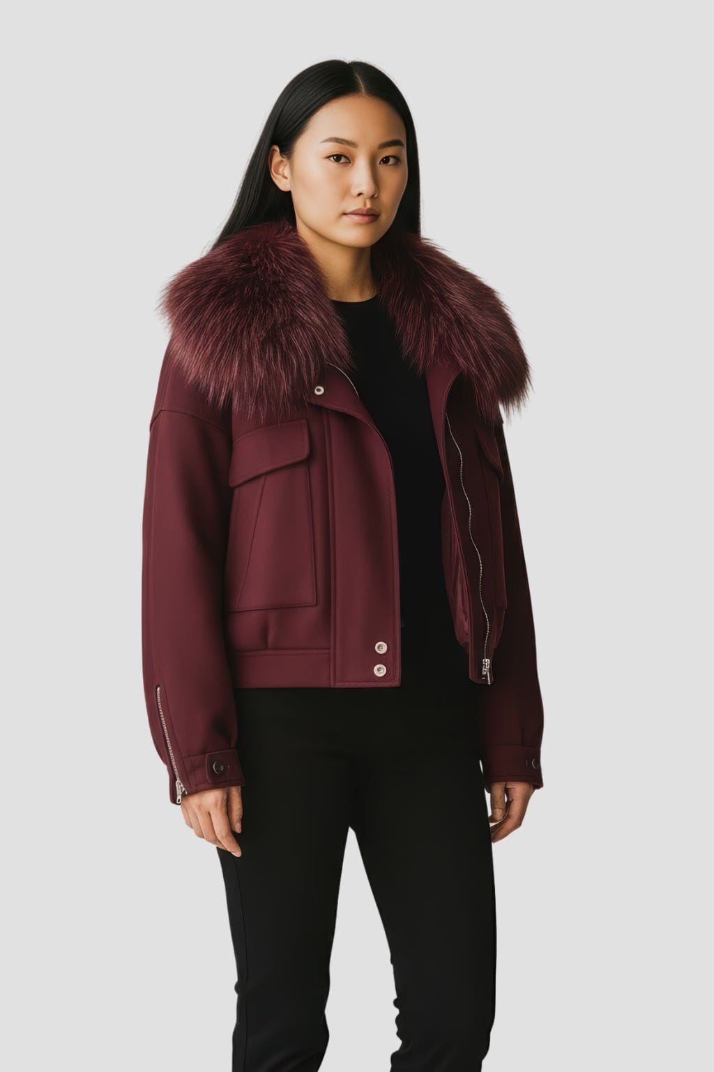 Veste fourrure femme bordeaux Héritage fourrure