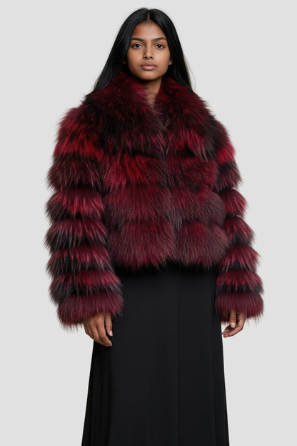Veste fourrure femme bordeaux Héritage fourrure
