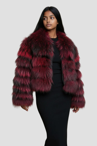 Veste fourrure femme bordeaux Héritage fourrure