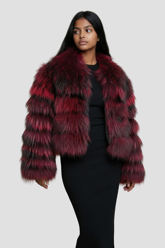 Veste fourrure femme bordeaux Héritage fourrure