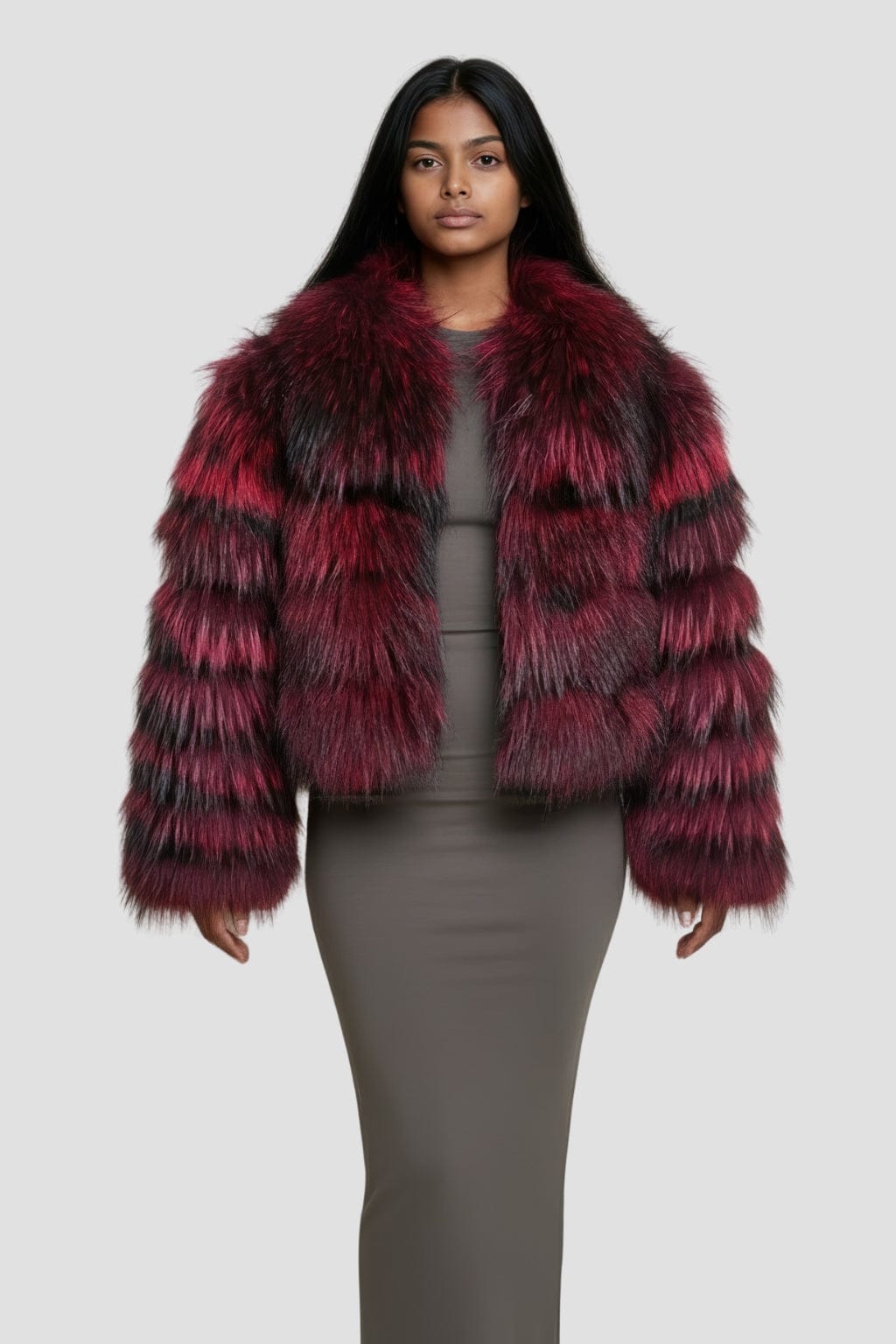 Veste fourrure femme bordeaux Héritage fourrure