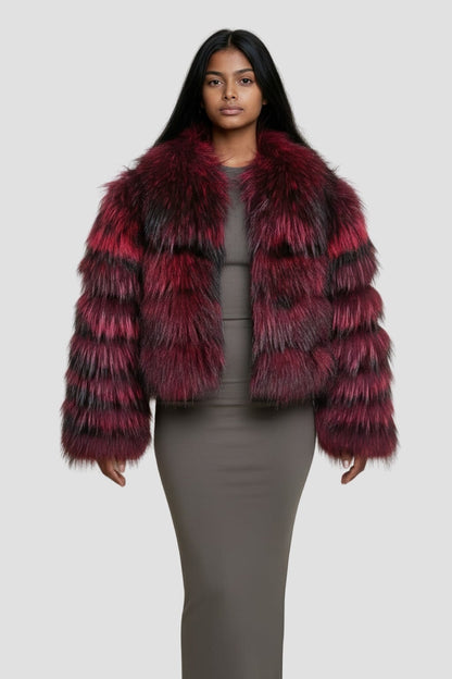 Veste fourrure femme bordeaux Héritage fourrure