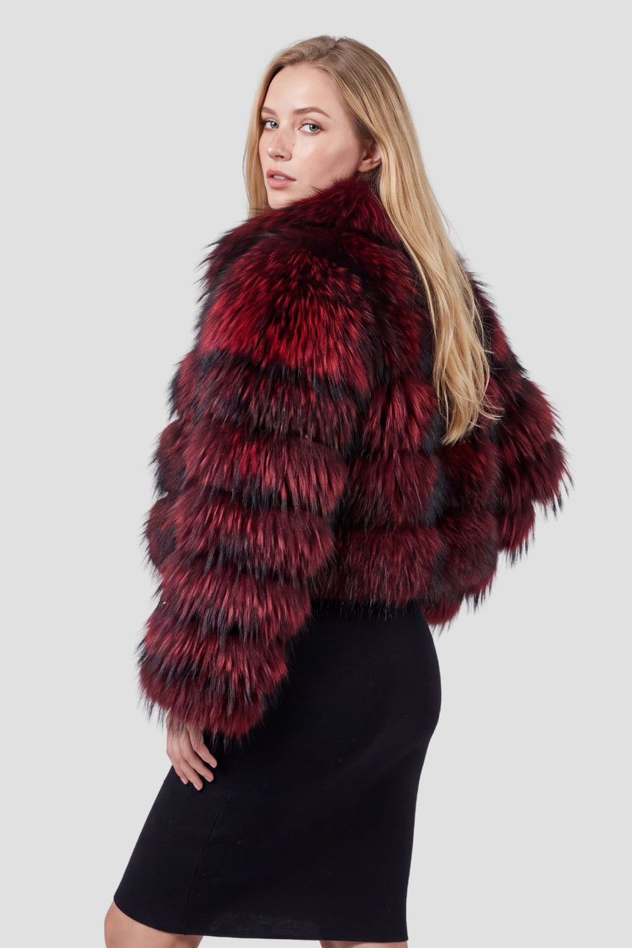 Veste fourrure femme bordeaux Héritage fourrure