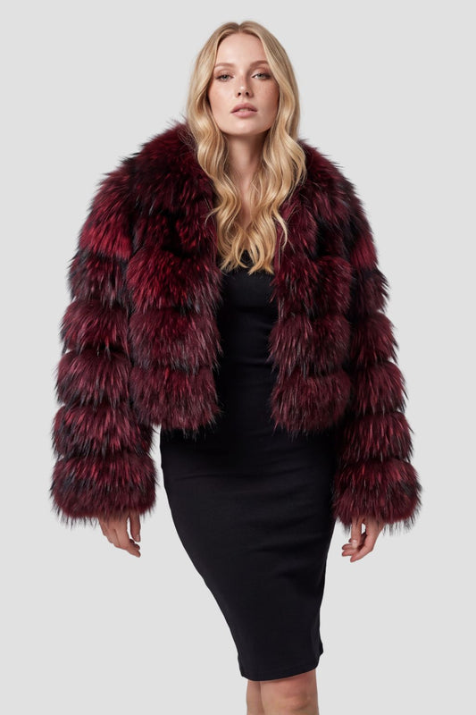 Veste fourrure femme bordeaux Héritage fourrure