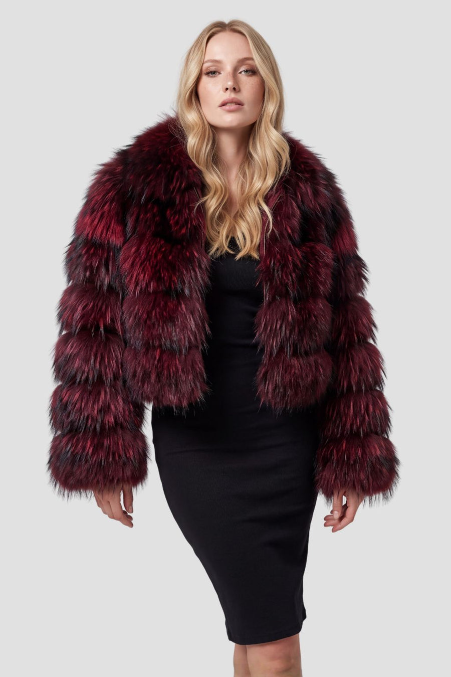 Veste fourrure femme bordeaux Héritage fourrure