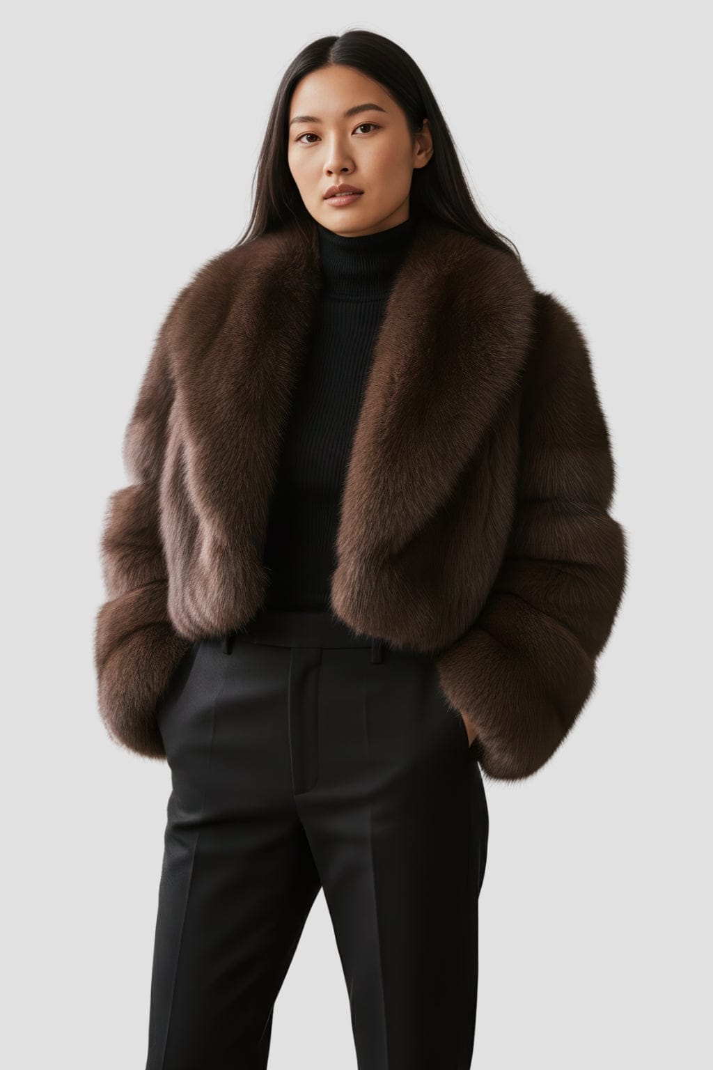 Veste fourrure femme chocolat Héritage fourrure