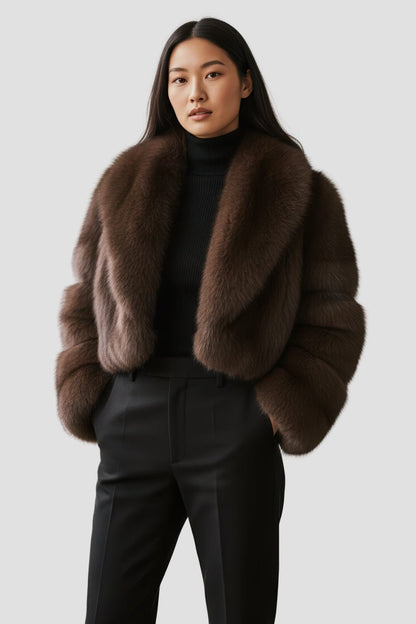 Veste fourrure femme chocolat Héritage fourrure