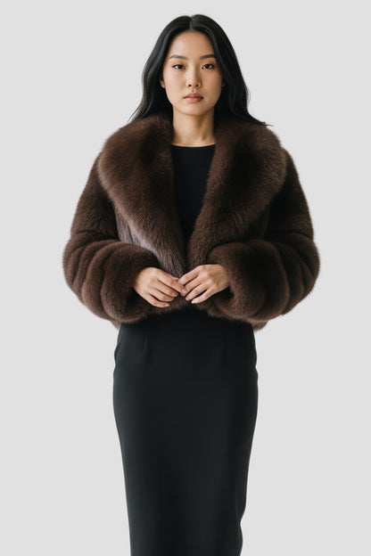 Veste fourrure femme chocolat Héritage fourrure