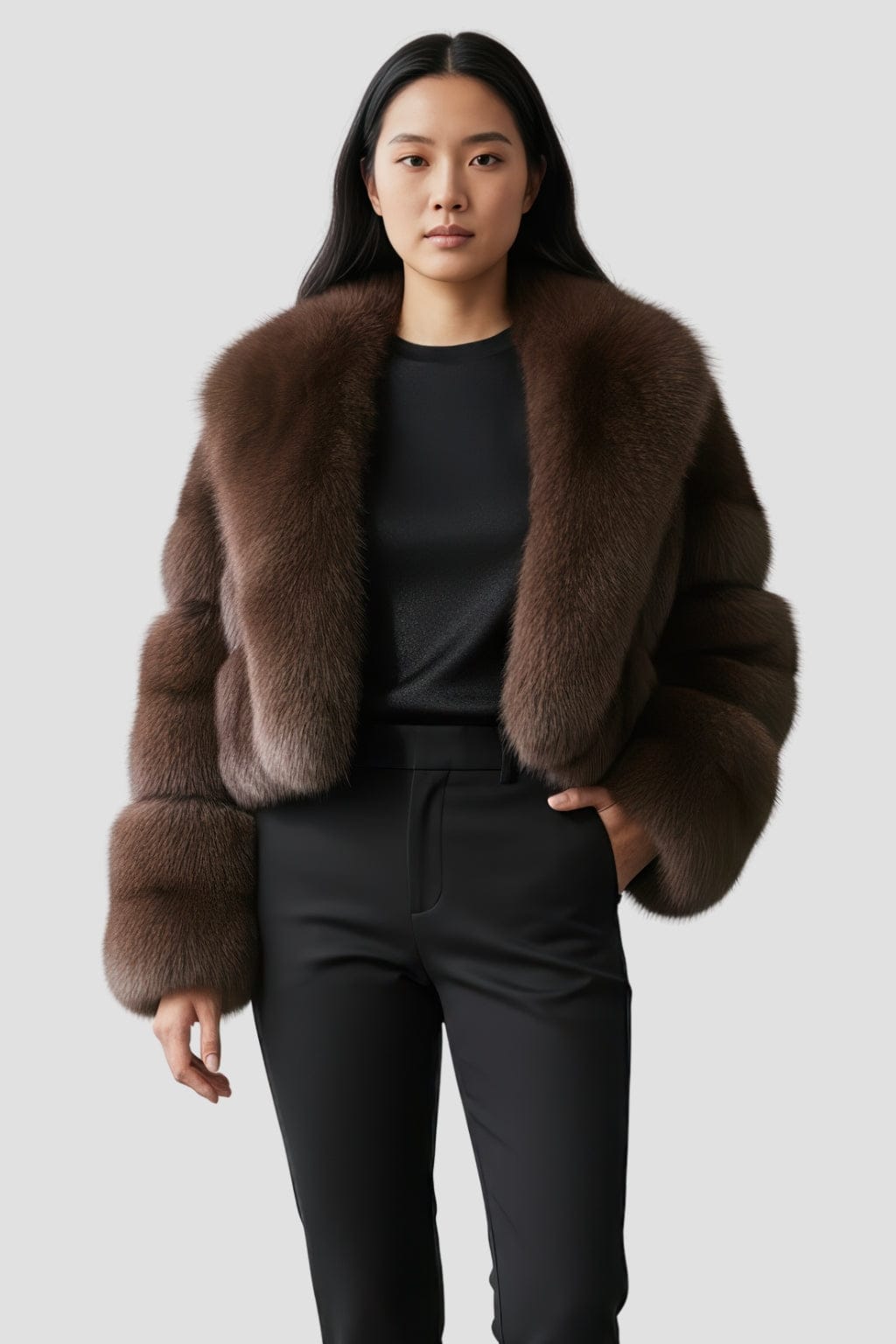 Veste fourrure femme chocolat Héritage fourrure