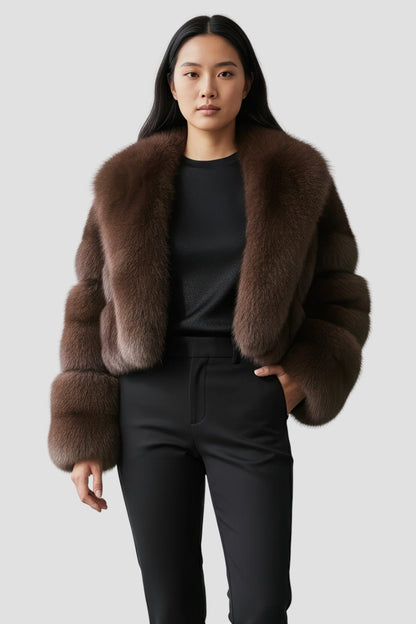 Veste fourrure femme chocolat Héritage fourrure