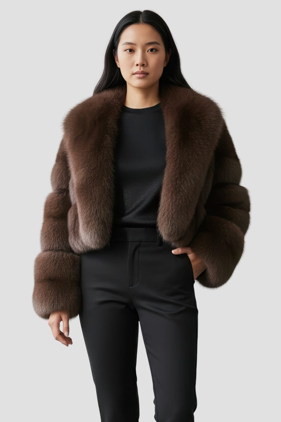 Veste fourrure femme chocolat Héritage fourrure