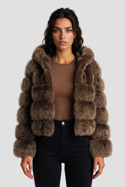 Veste fourrure femme chocolat Héritage fourrure