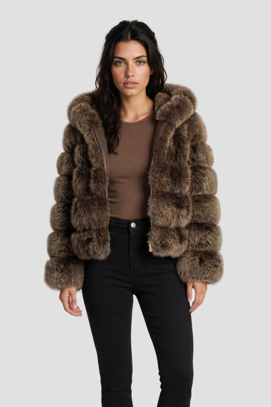 Veste fourrure femme chocolat Héritage fourrure