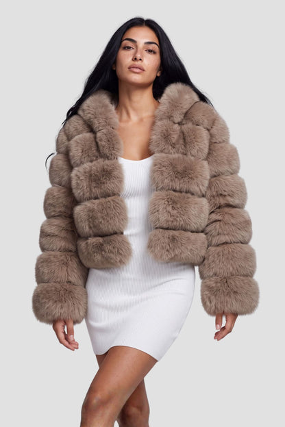 Veste fourrure femme chocolat Héritage fourrure