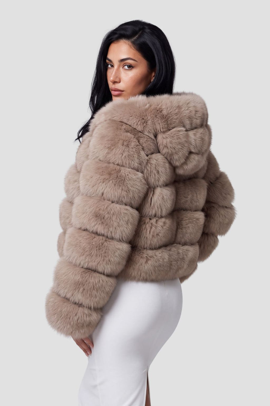 Veste fourrure femme chocolat Héritage fourrure