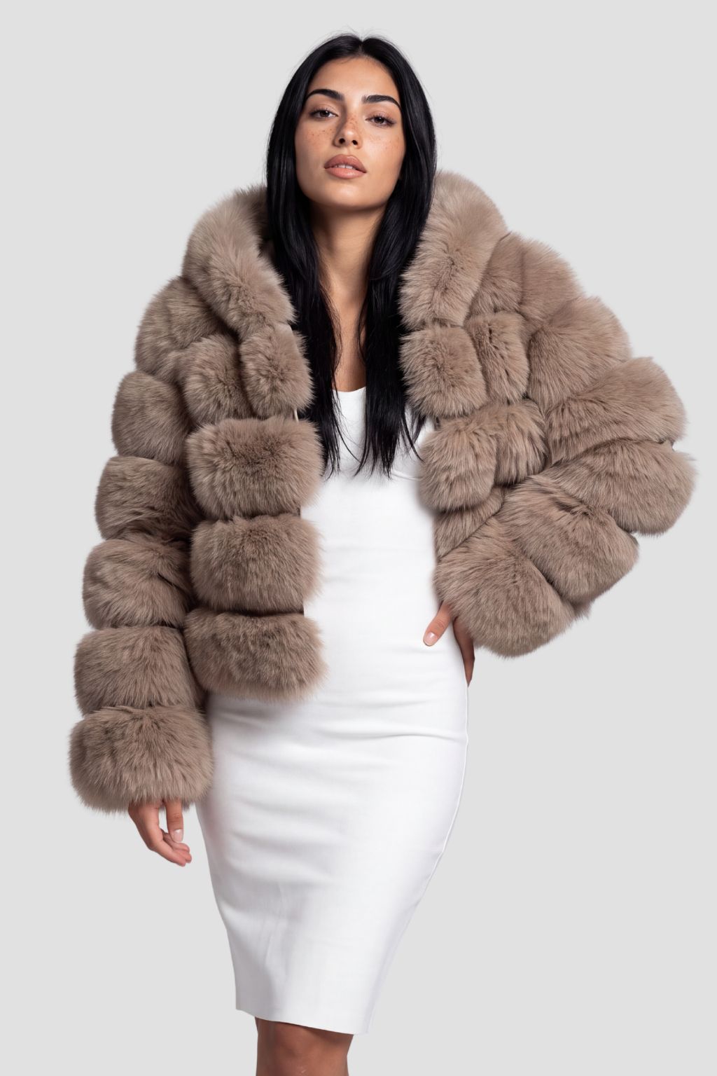 Veste fourrure femme chocolat Héritage fourrure