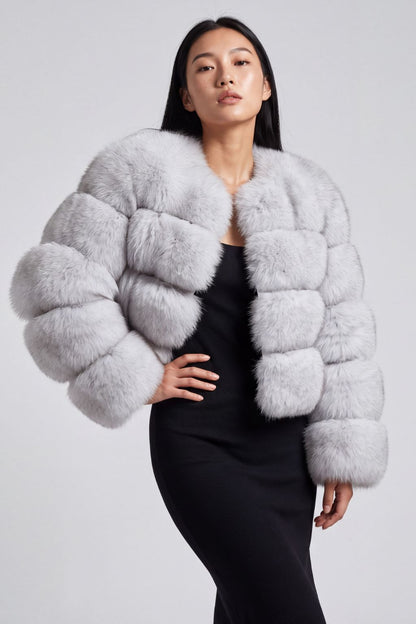Veste fourrure femme courte blanche Héritage fourrure