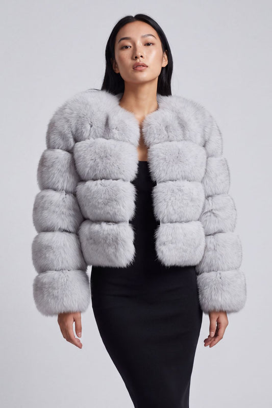 Veste fourrure femme courte blanche Héritage fourrure