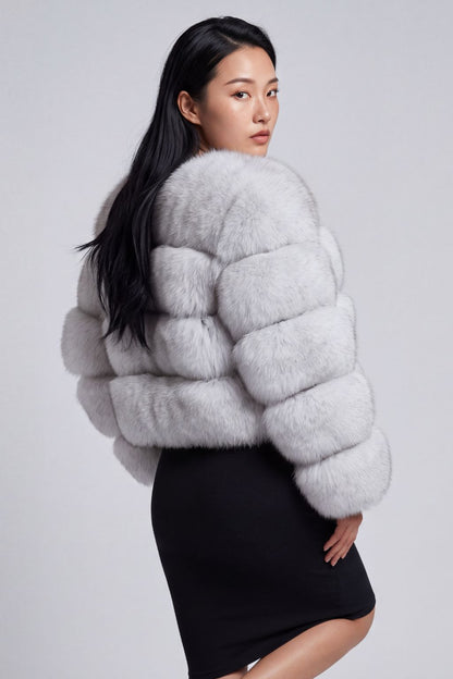 Veste fourrure femme courte blanche Héritage fourrure