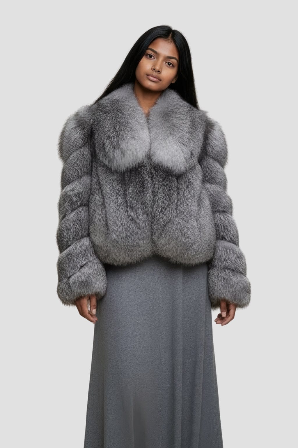 Veste fourrure femme grise Héritage fourrure