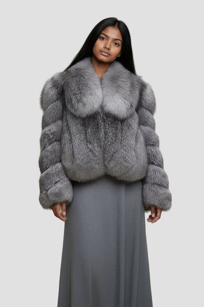 Veste fourrure femme grise Héritage fourrure