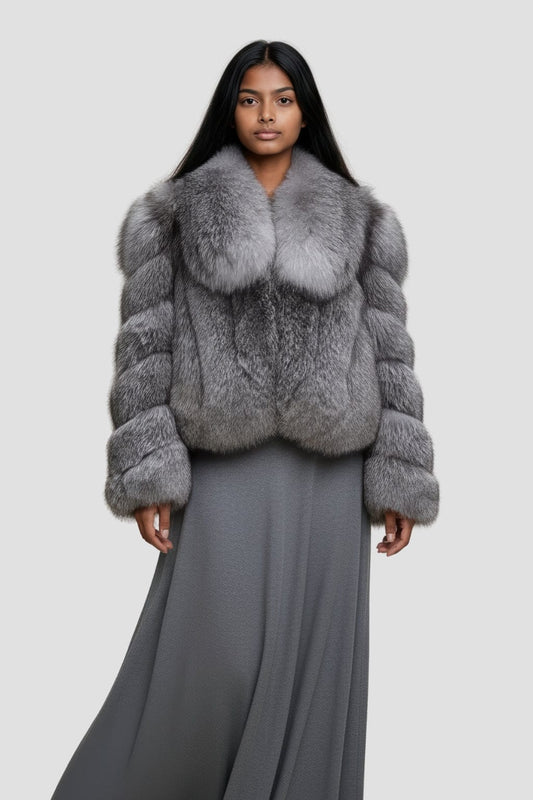 Veste fourrure femme grise Héritage fourrure