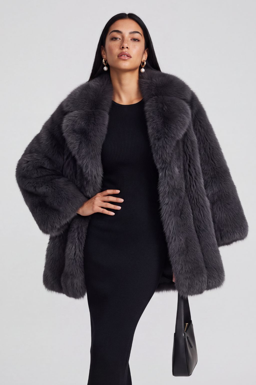 Veste fourrure femme grise Héritage fourrure