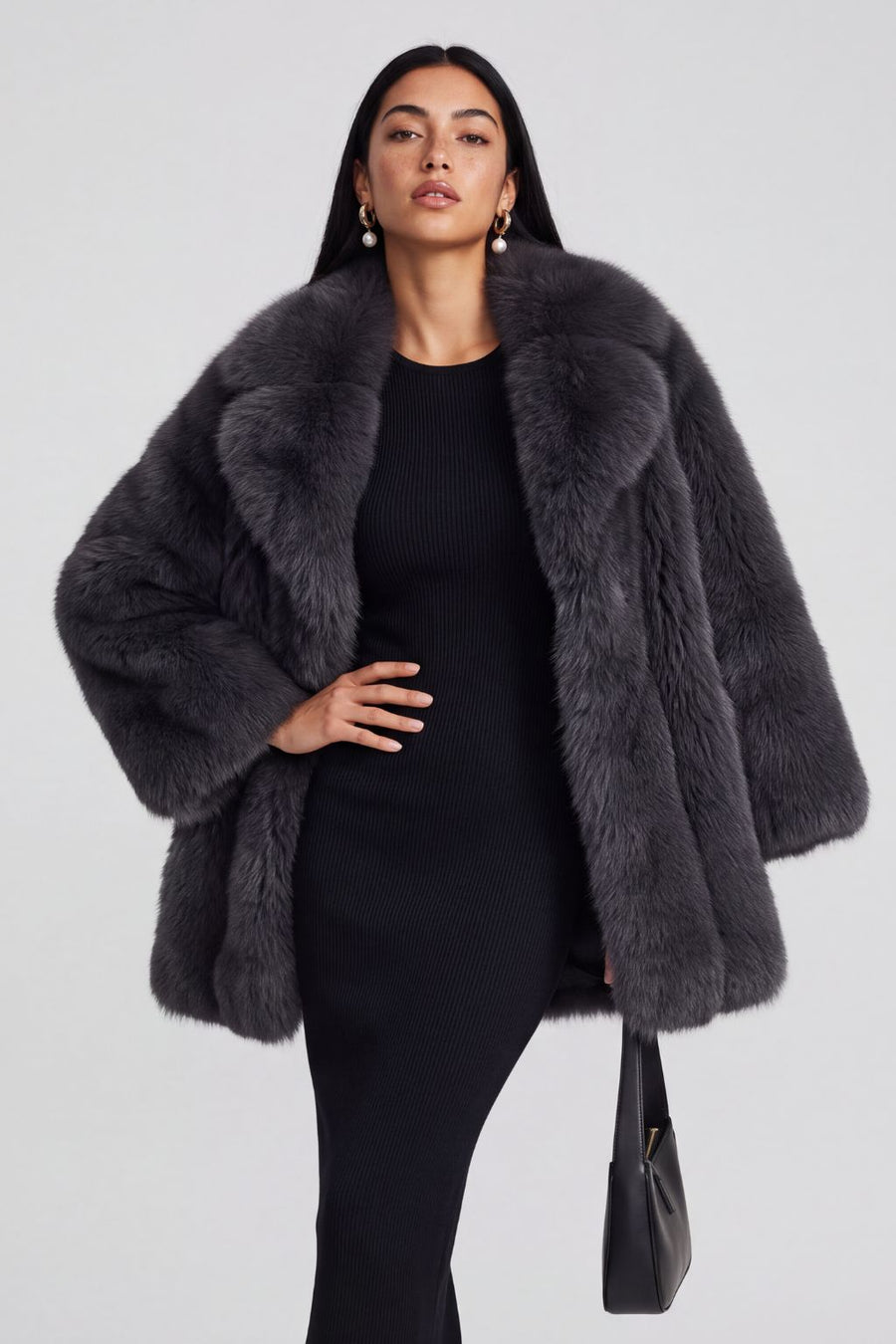 Veste fourrure femme grise Héritage fourrure