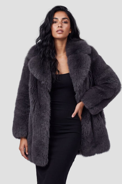 Veste fourrure femme grise Héritage fourrure