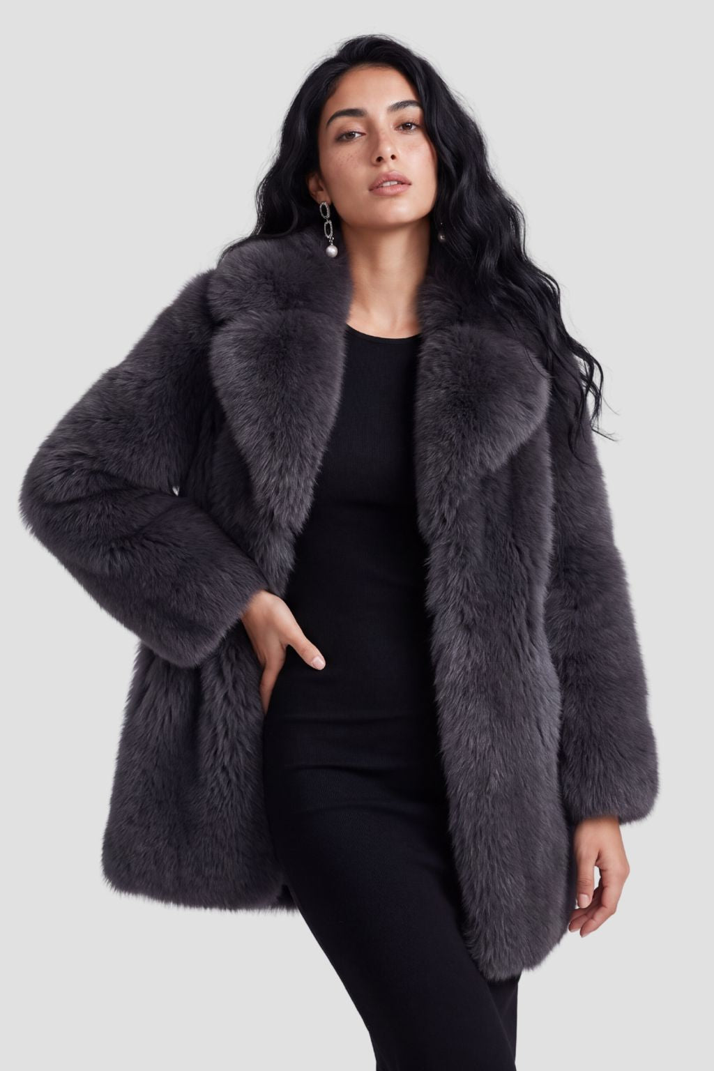 Veste fourrure femme grise Héritage fourrure
