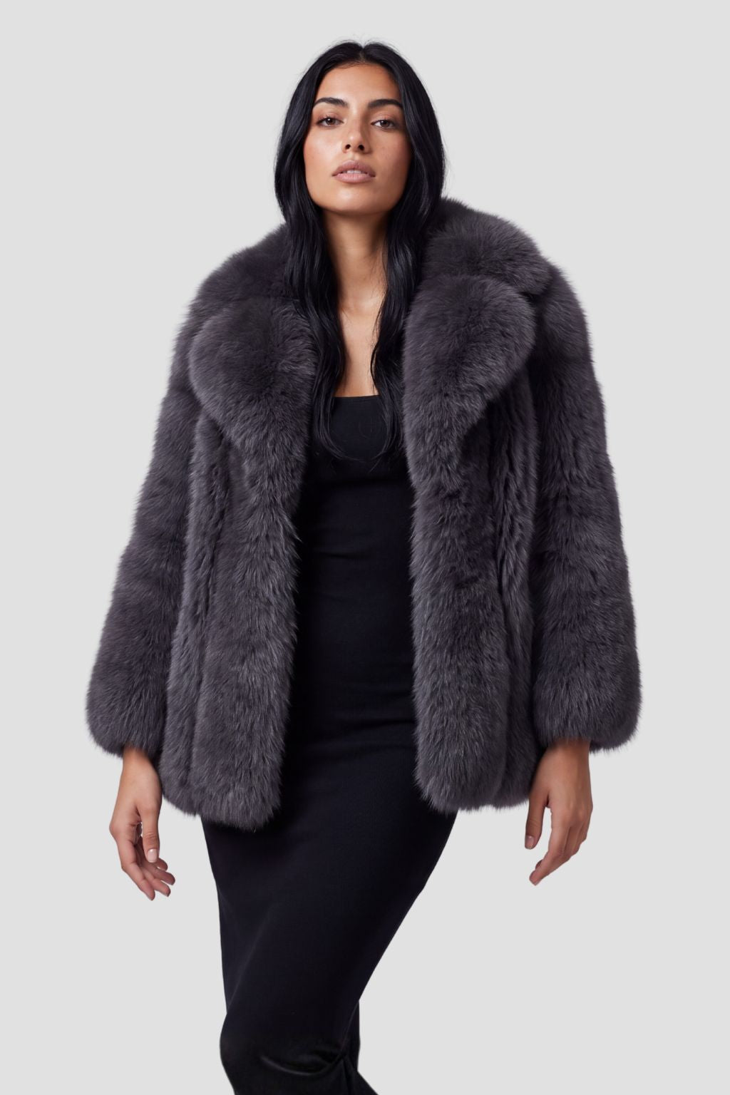 Veste fourrure femme grise Héritage fourrure