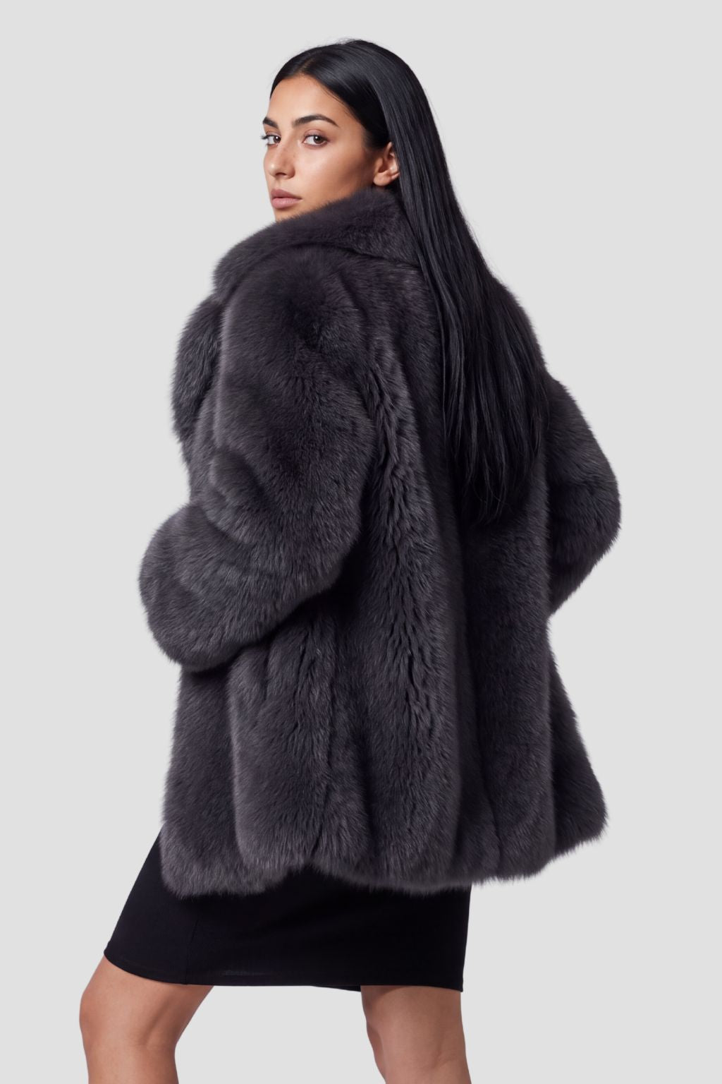 Veste fourrure femme grise Héritage fourrure