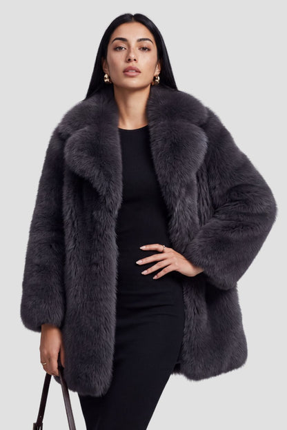 Veste fourrure femme grise Héritage fourrure
